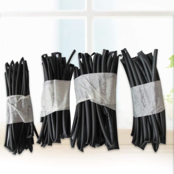 4x1 Meter Längder Värmekrympande Slang Svart Rör 3mm 4mm 5mm 6mm Utrustningsset Svart Black