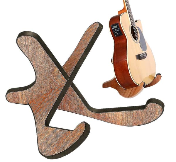 Guitar Stand Træ Tyk Universal, eidoct Træ X-ram Robust Instrumentstativ Med Bløde Læderkanter Til Akustiske Klassiske Basguitarer