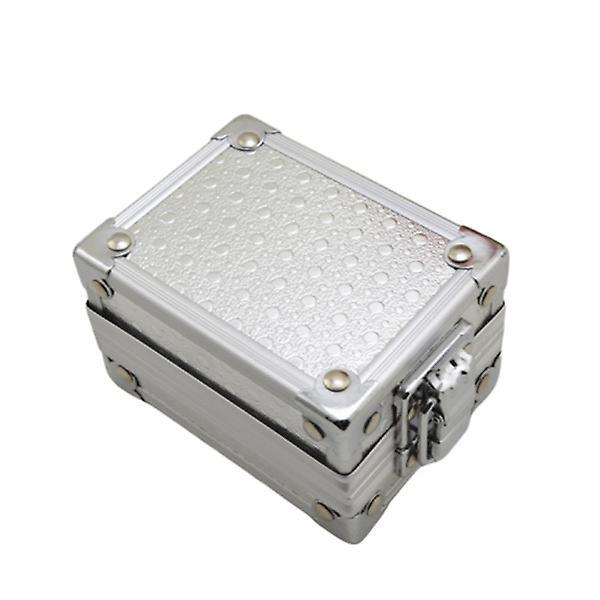 Metal Kuffert Negletekniker Kuffert Rulle Makeup Tog Case Urkasse Organizer Mænd Herre Smykkeskrin Mænd Display Case Sølv 9*7cm