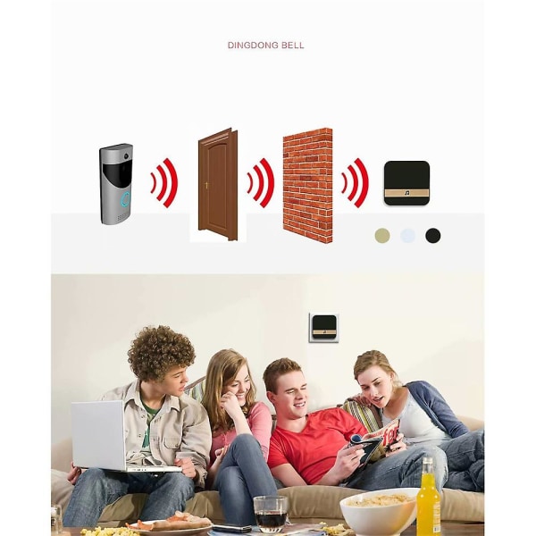 Trådlös Visuell Röst-Intercom Wifi Mobiltelefon Fjärrkontroll Elektronisk Smartdörrklocka Silver Silver
