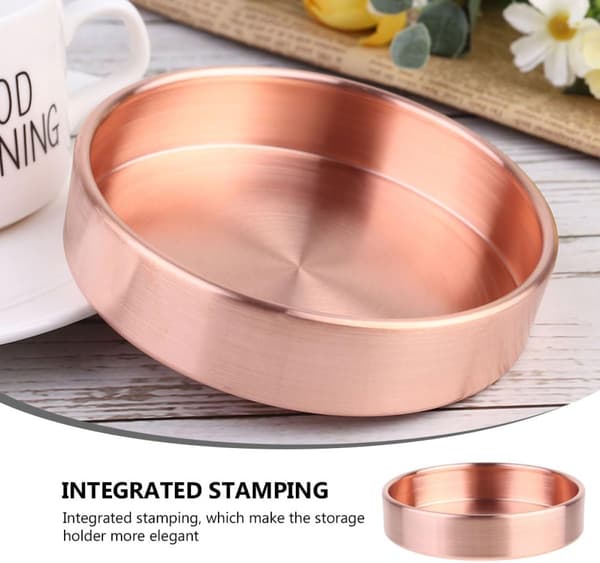 Small Item Tray Versatile Storage Tray 6.5 Inch Diameter Brass Smooth Surface Elegant Simple Desk