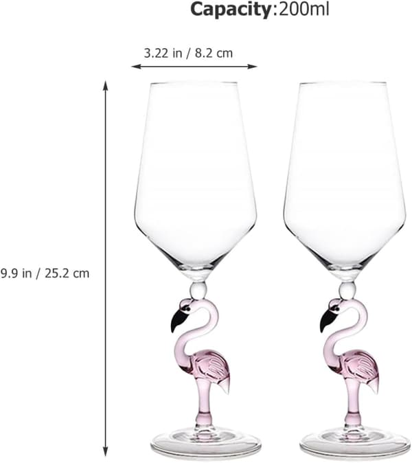 2 stk. holdbare vinglas i glas med flamingo-design 330 ml, delikate dekorative kopper