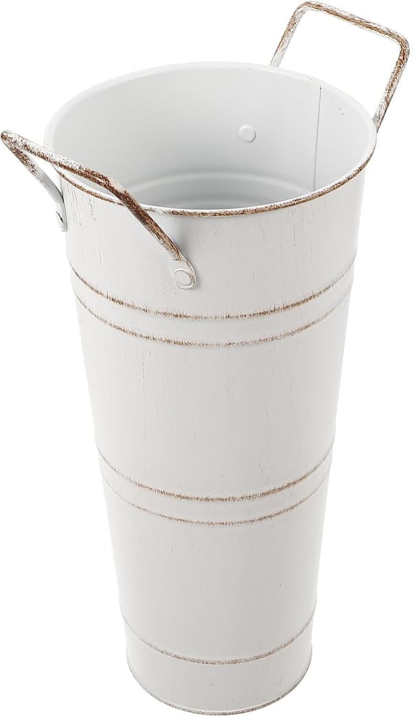 Vintage Flower Bucket Rustic Flower Container Double Handles Galvanized Iron High Durability