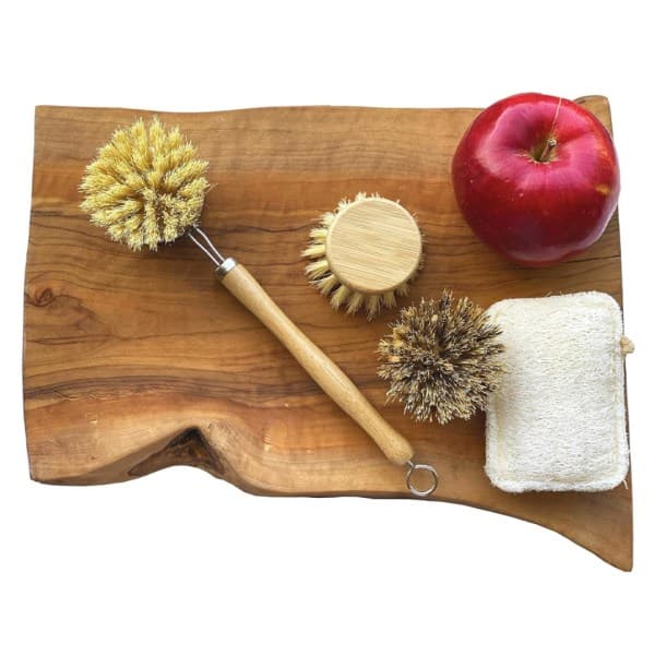 Natural Eco-Friendly Bamboo Dish Brush, 3 Replacement Heads
