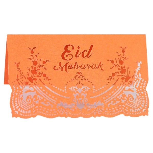 Orange rød100 stk Mubarak Fest hule måltidskort Glade invitationskort BorddekorationOrange rød