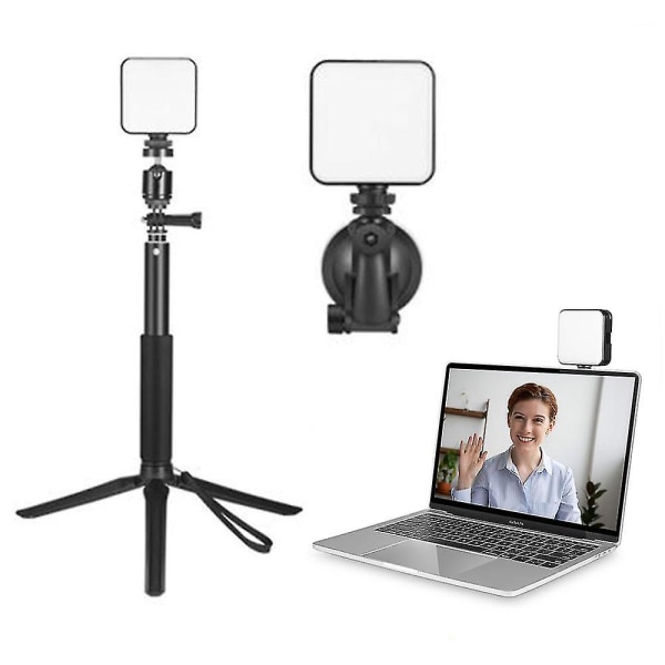 Videokonferanselyslys, zoombelysning for datamaskinvideokonferanser med sugekopp og stativstativ, bærbar lampe for ekstern arbeid/live
