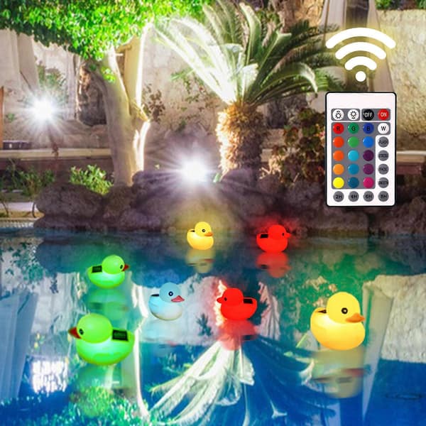Floating Solar Decks for Pool - Floating Solar Decks Pool - Remote Control Luminous Decks Solar Powered Waterproof Floating Solar Powered Portable [DB] A A