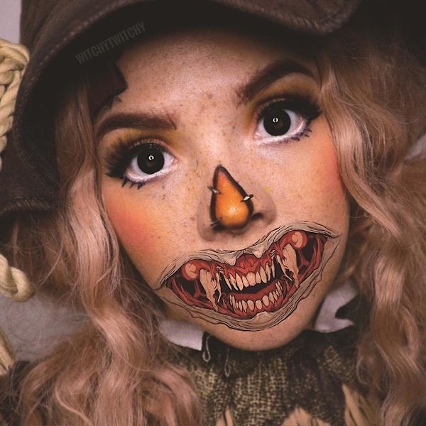 10 Ark Halloween Mun-Tatueringsdekaler Halloween Spöksmäck Makeup Tillfällig