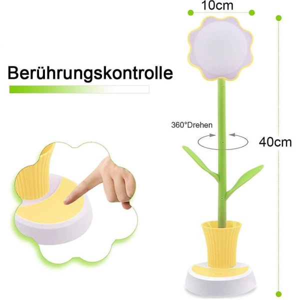 Skrivbordslampa för barn LED Ögonskyddsskrivbordslampa Dimbar Sänglampa med Trycksensor med Pennhållare