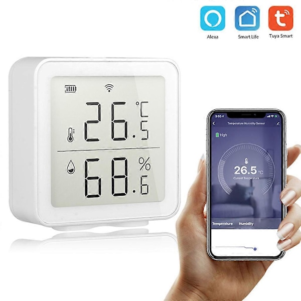 WiFi Temperatur- och Luftfuktighetsmätare, Trådlös Digital Hygrometer för Inomhusbruk, Termometer med App-Varningar Temperatursensor