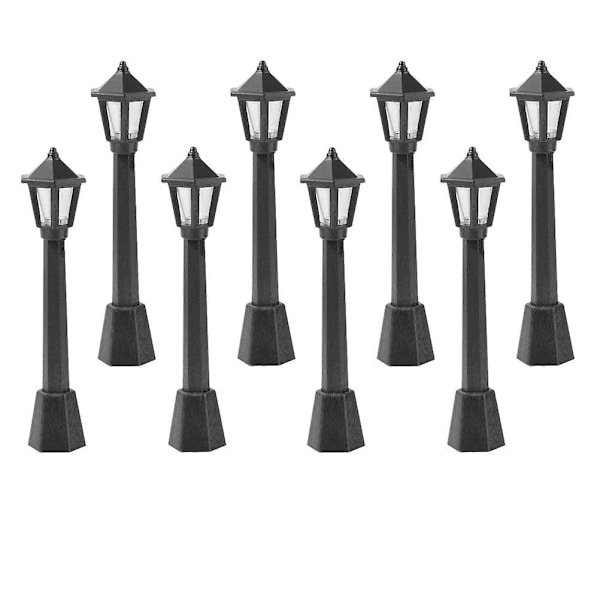 8 st Miniatyr Simuleringsnattlampa Dekoration Modell för Mikrolandskap Svart 7.5X2x2cm