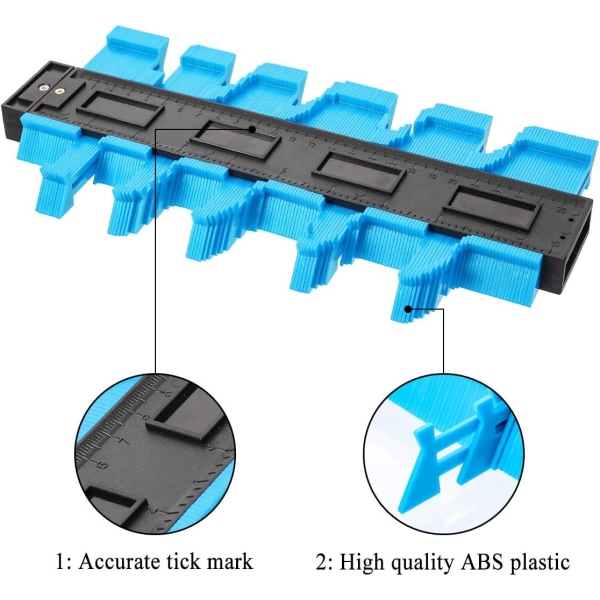 2 st konturmätare, professionell 25 cm DIY konturkopiator för träbearbetande snickare, profilmätare för mätning av golvplattor