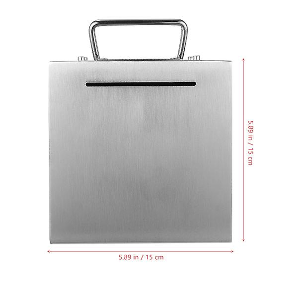 Spargris i Rostfritt Stål, Metallspargris för Vuxna, Silver, 15X15X15CM