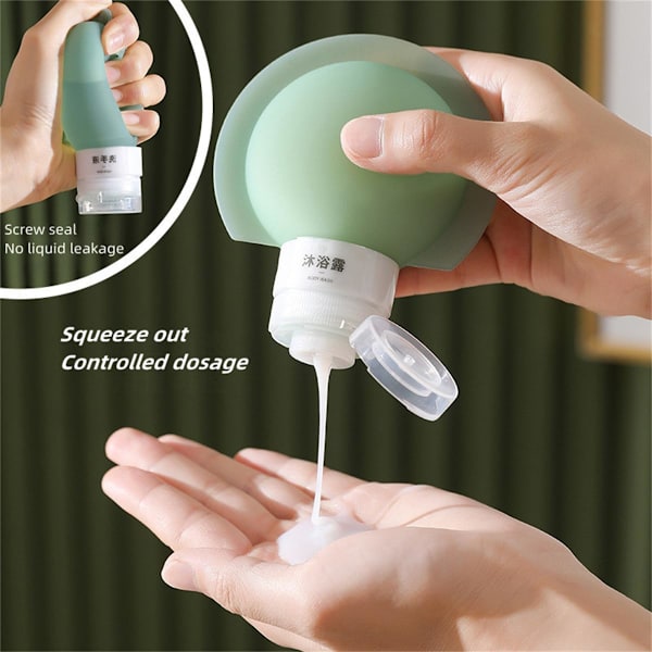 Kannettavat leveäsuiset matkapullot, uudelleentäytettävät silikonipullot matkalle, nestesäiliöt matkalle, leveä suu 6pcs 60ml+90ml