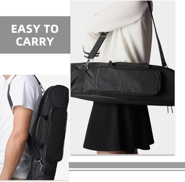 Black Oxford Cloth Trumpet Bag with Separate Compartments, Single Shoulder Strap, and Comfortable Handles