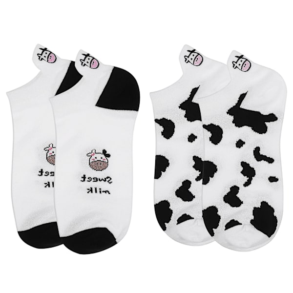 Kesyoo 2 Par Cartoon Ko Ankle Socks Låga Strumpor Flickor Korta Strumpor Kreativa Roliga Nyhetssockor
