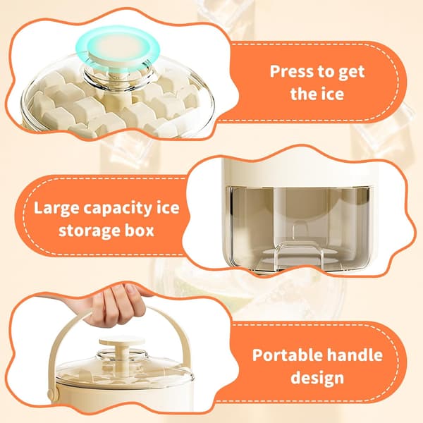 Ice Cube Tray with Lid Reusable Ice Cube Mold with 40 Cubes Easy-Stacking Ice Cube Trays Ice Bucket Set for Freezer Spill Protection for Drinks