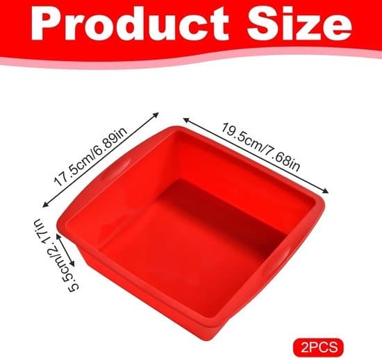 2-piece Silicone Baking Mold Set - Square Non-stick Cake Pans for Brownies, Cheesecake, and Bread - Red Kitchen Accessories