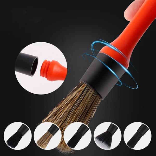 Car Cleaning Brush Set Streamlined Handle Detachable Head Interior Cleaning
