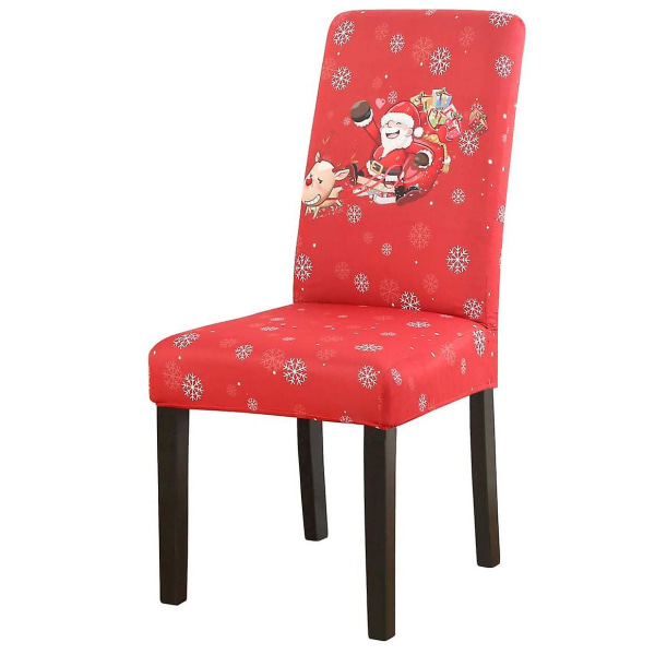 Universal Stretch Julstolsöverdrag Set om 6, Avtagbart Stolsöverdrag Säte Stol Matrum Slipcover Stolsöverdrag Slipcovers för Hotell Hem