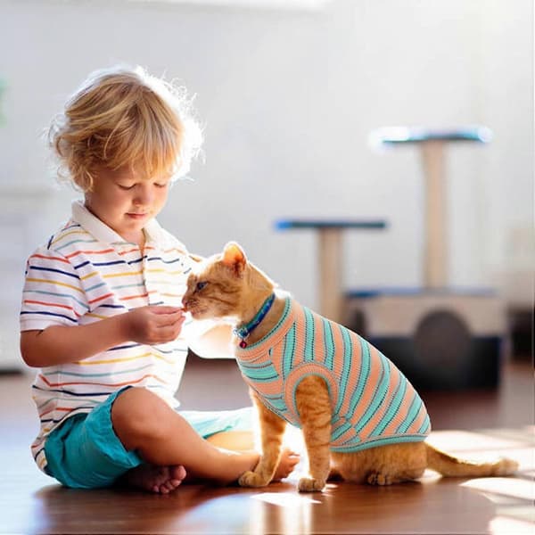 1 stk. Katte Tøj, Stribede Killinge T-shirts Uden Ærmer, Pullover Katte Trøjer, Sommer Tøj til Små Hunde