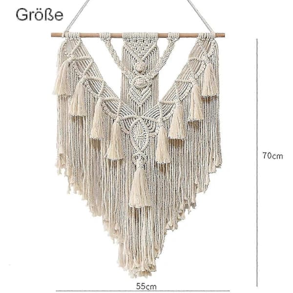 HA-Makramé Vægtæppe, Boheme Tapestry Til Soveværelse 55 X 70 Cm