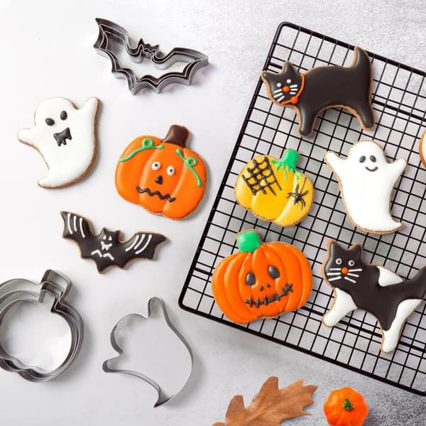 Halloween Cookie Cutter Sæt - 12 Dele Rustfrit Stål Halloween Cookie Cutters, Græskar, Spøgelse, Flagermus og Kat Cookie Cutter