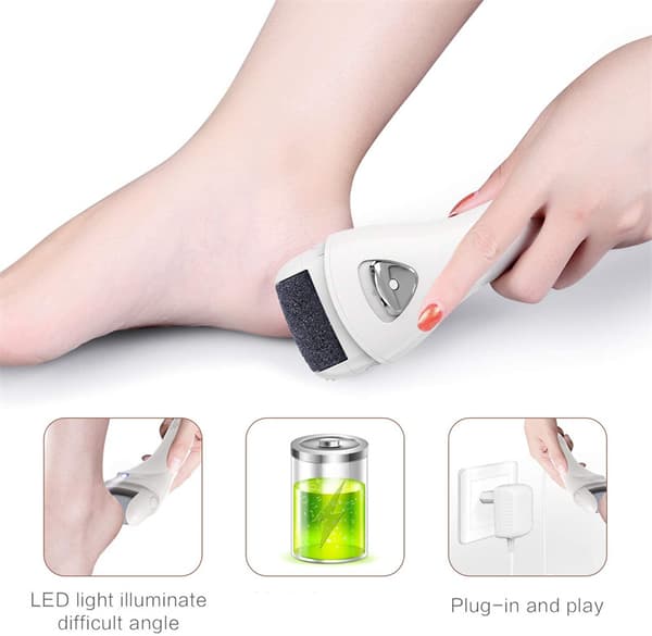 Electric Foot File, Rechargeable Silent Remover 2 Grinding Heads