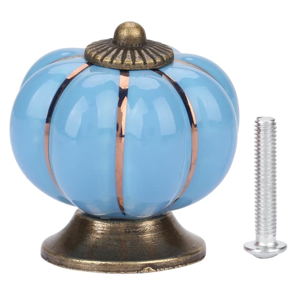 European Style Ceramic Pumpkin Knobs for Cabinet Drawers (Blue)