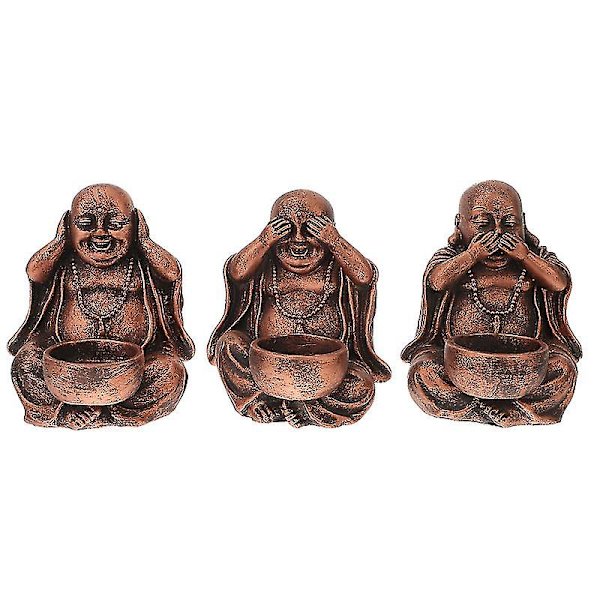 3 stk Buddha Statue Lysestake