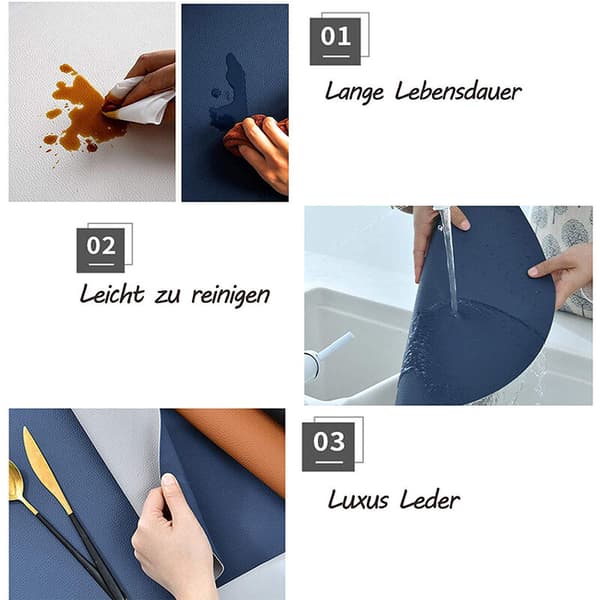 Washed Leather Placemats, 4 Placemats and 4 Coasters for Kitchen Restaurant Table Decorations/Wedding/Christmas Dinners