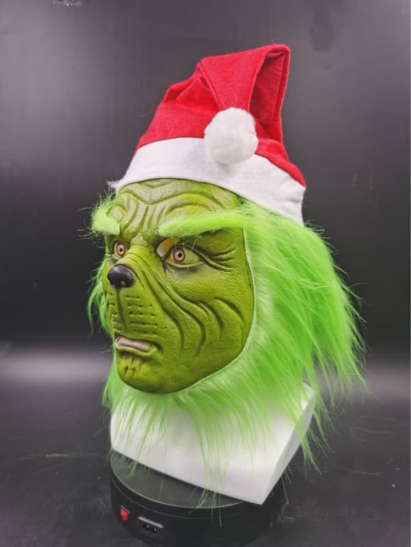 1 stk Grinch lateksmaske hodeplagg Halloween julemaske