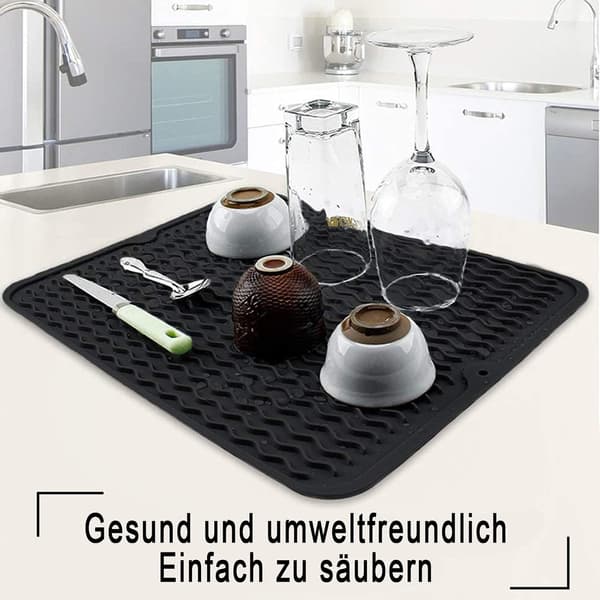 Silicone Drying Mat - Antibacterial Dish Drying Mat - Heat Resistant