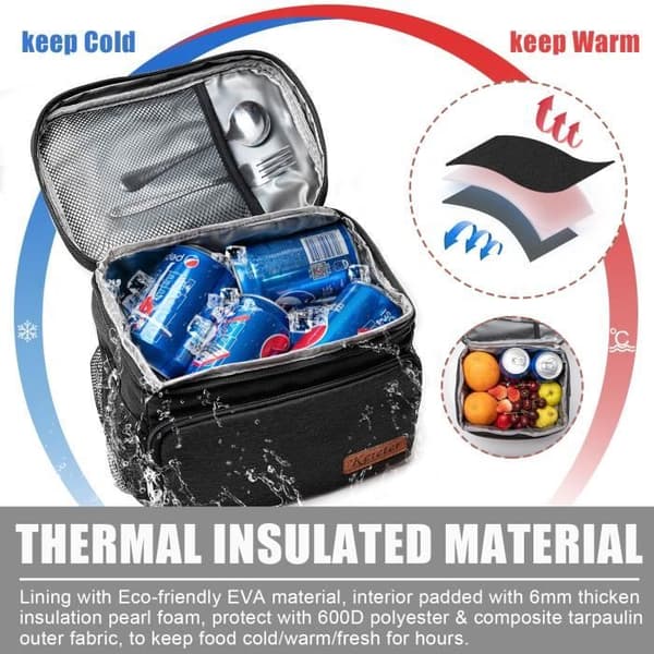 Insulated Lunch Bag - Reusable - Insulated - Leakproof - Wide Adjustable Shoulder Strap