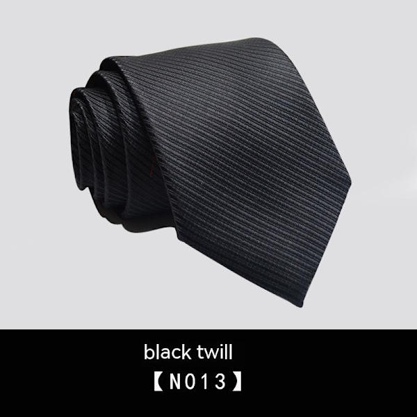 Forretningsantrekk, 8CM slips, herreslips til jobb, profesjonelt svart twill N013, en del
