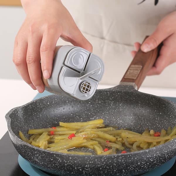 2 st 4-i-1 Kryddbehållare, Flip Lock Transparent Kryddburk Utomhusgrill Vit + Grå