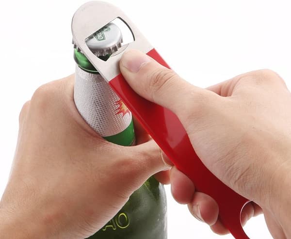 1-pak kraftig kapselåbner i rustfrit stål, robust og holdbar kapselåbner til øl, rød