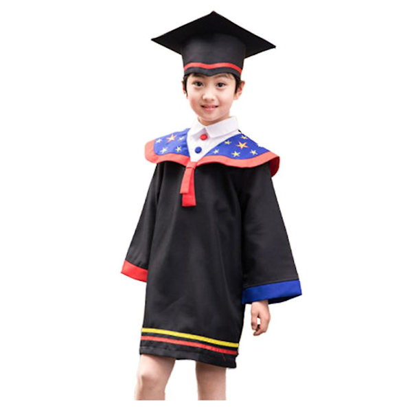 1 Sæt Doktorhat til Børn Børnehave Grundskole Graduation Foto Kjole Størrelse 120 (Rød Slip Red 67x33cm