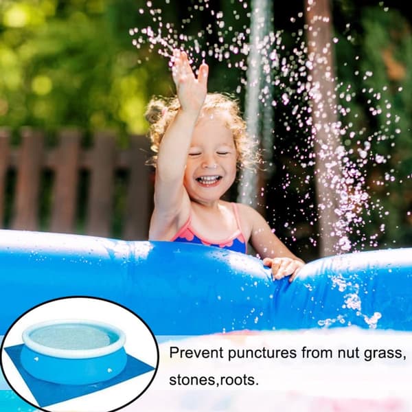Rectangular Pool Ground Cloth, Waterproof Foldable Protective Mat for Above-Ground Pools and Inflatable Pools, Blue