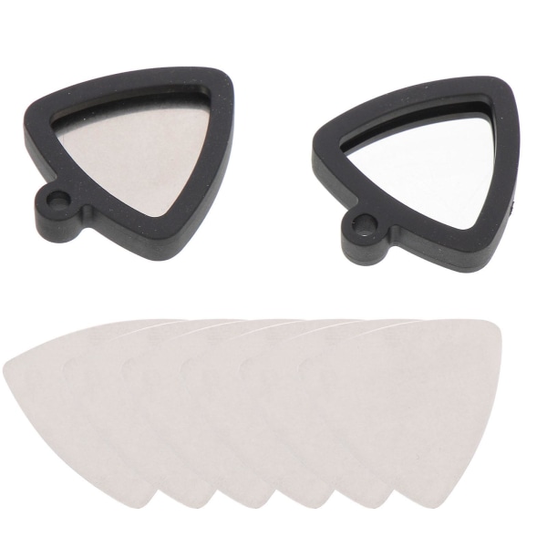 1 Set Silikon Gitarrplockhållare Rostfritt Stål Gitarrplock Halsband Gitarrplockhållare Svart 3.4x4x0.7cm