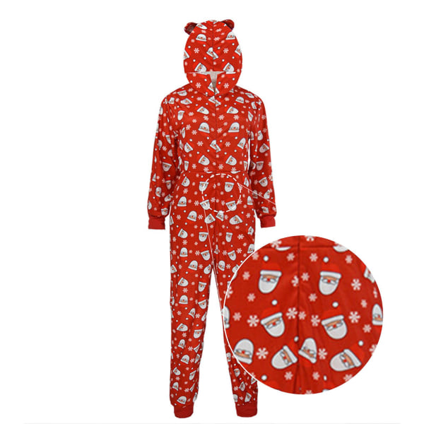 Jumpsuit för jul, rolig jultryck långärmad romper, rolig hel pyjamas med blixtlås bak XL Kvinnor