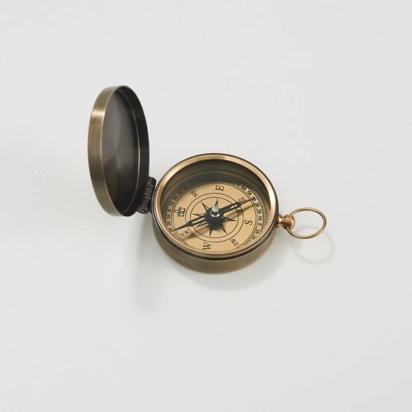 Handy lommestørrelse kompas Samleobjekter Nautisk vintage antik finish kompas, 2,2 tommer, navigationsretning Instrument Finder Åbent ansigtskompas