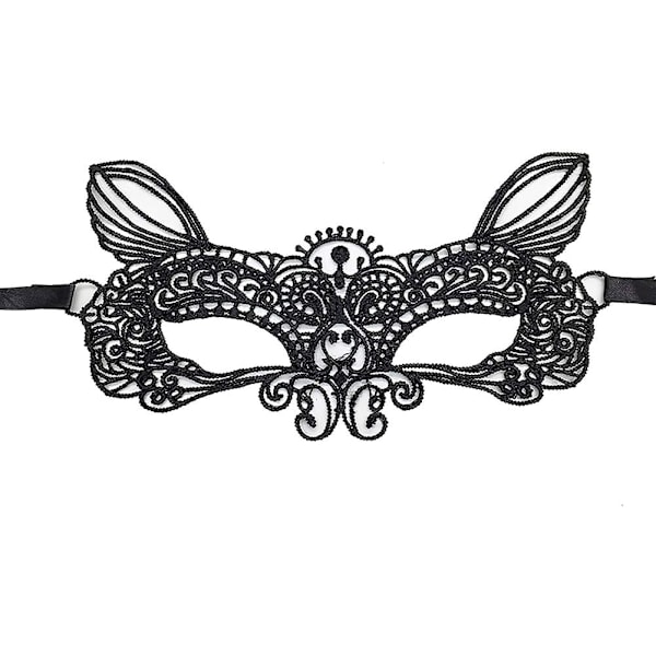Sexig Svart Spetsmask för Maskerad Halloweenfest Bal Karneval Maskeraddräkt