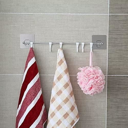 Wall Mounted Kitchen Rack for Utensils, Spatulas, and Pots with Waterproof, Non-Marking Wall Hooks