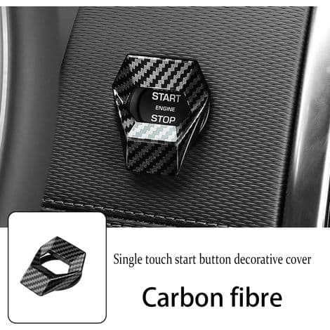 Motor Start Stop Button Cover, Car Engine Start Stop Switch Button, Self-Adhesive Car Engine Switch Decoration (Carbon Fiber)