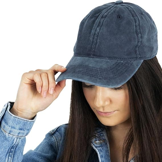Herre Dame Gutter Bomull Slitt Stonewash Caps med Justerbar Størrelsesrem