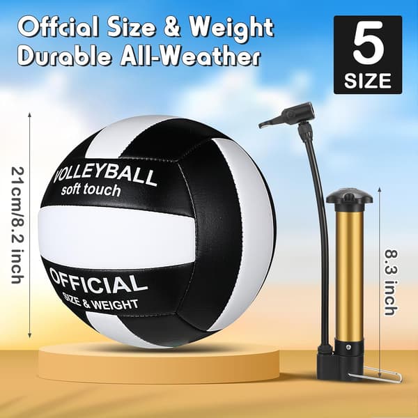 3-pack volleybollar storlek 5 med pump, svart, vit