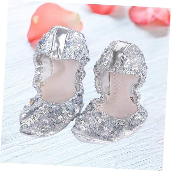 Sequined Dance Shoes XL Round Flat Latin Dance Shoes Comfortable Dance Accessories