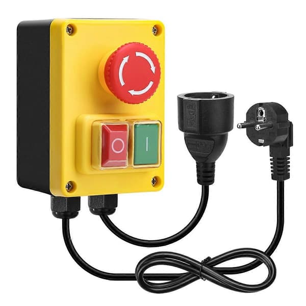 220V Single-Phase Safety Switch with Emergency Stop, Ideal for Router Tables & Electrical Devices EU Plug-FM-