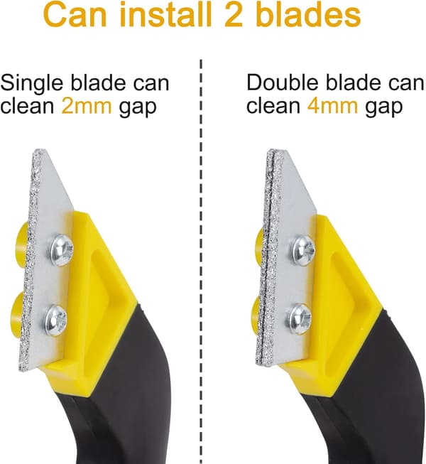 2-pack Grout Scraper, Grout Removal Tool, Tile Scraper, Angled Saw with 5 Replacement Blades for Bathroom Cleaning